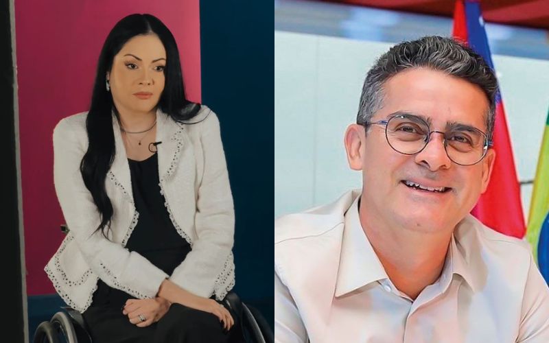 Nancy Segadilha, vice de Amom, já fez campanha para David em 2020 (Foto: Reprodução/Redes Sociais Nancy Segadilha & David Almeida) Nancy Segadilha, vice de Amom, já fez campanha para David em 2020