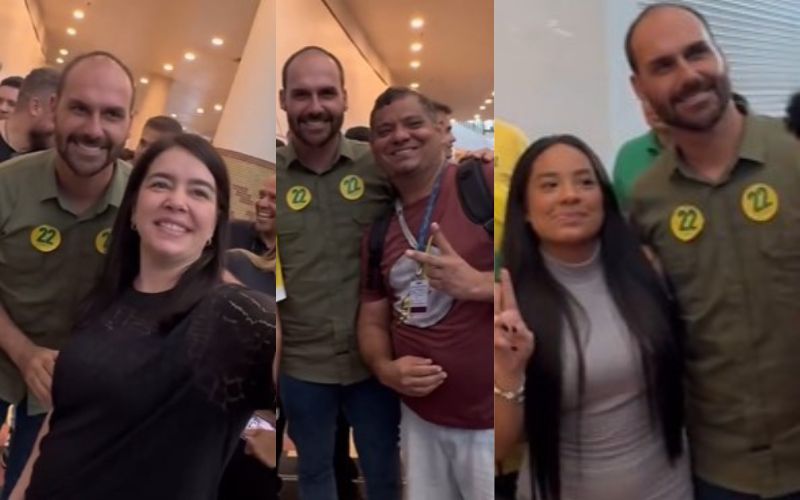 Eduardo Bolsonaro reúne apoiadores em shopping durante visita em Manaus