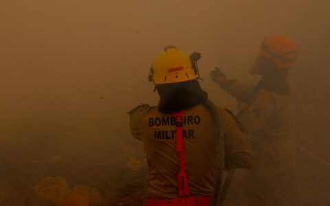 Corpo de bombeiros no combate aos incêndios em Humaitá , no Amazonas