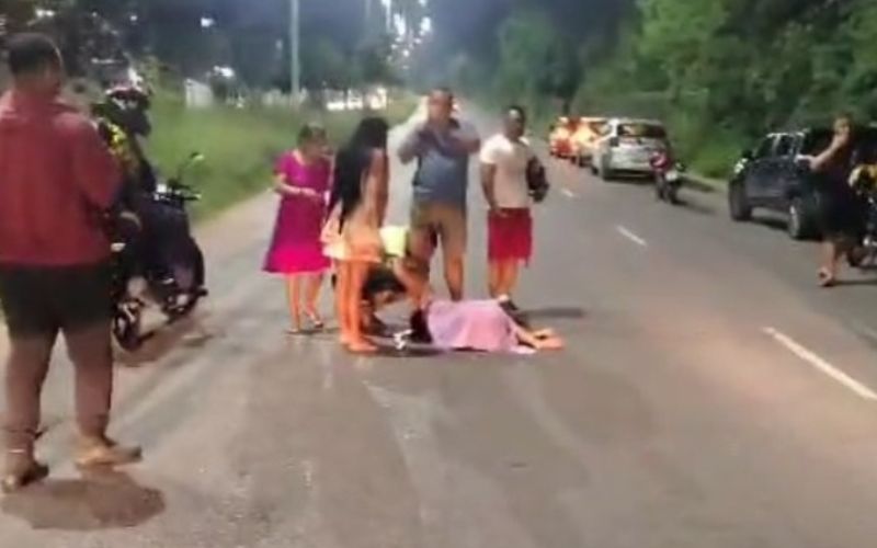 Foto: Reprodução / rede social Acidente de trânsito deixa motoqueiro e passageira feridos na zona Norte