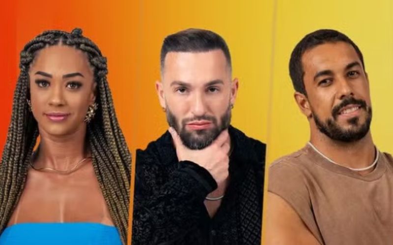 (Foto: Reprodução/Gshow) Aline, Maike e Diego enfrentam o paredão do BBB25