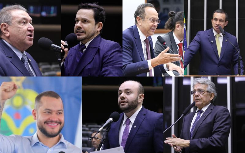 Foto: (Bruno Spada/ Vinicius Loures/ Mario Agra / Kayo Magalhães/ Zeca Ribeiro/Câmara dos Deputados/Reprodução/ @adailfilho) Deputados federais do AM já gastaram quase R$ 250 mil com combustíveis para o eleitor pagar