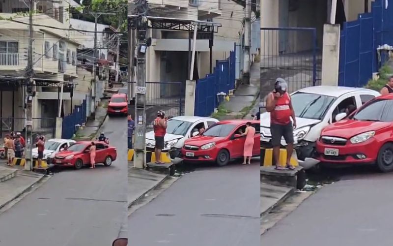 Foto: reprodução / redes sociais Gestante fica ferida em acidente de trânsito no Petrópolis, zona Sul de Manaus