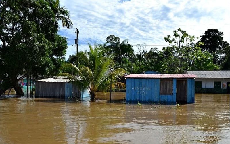 Registro da cheia histórica do rio Madeira em 2014 na cidade de Humaitá (Foto: Divulgação/Defesa Civil do Amazonas) Humaitá decreta emergência após rio Madeira atingir 23,19 metros