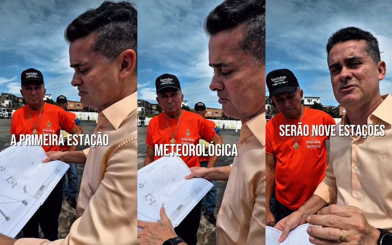 Foto: Reprodução / redes sociais Primeira instalação meteorológica em Manaus, prefeito faz vistoria
