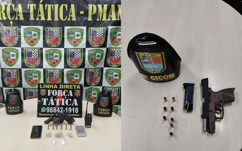 Quatro homens são presos com armas de fogo e drogas em Manaus