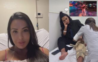 Gracyanne Barbosa aparece em cama de hospital após se machucar na 'Dança dos Famosos'