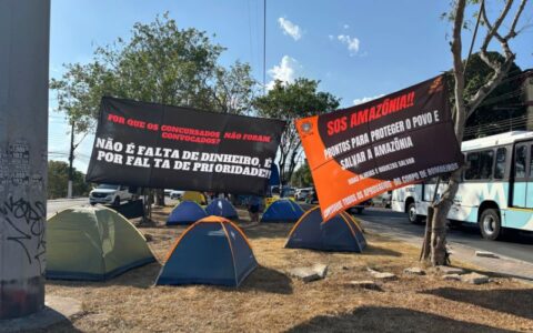 Aprovados na Segurança acampam na porta do Governo do AM e cobram fim da ‘enrolação’