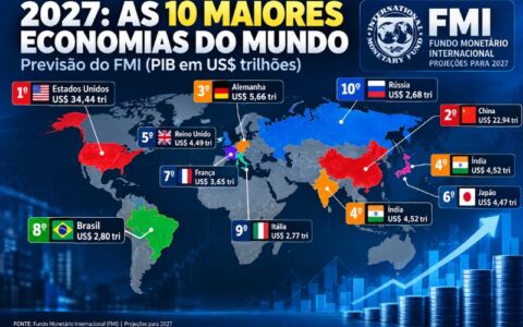 Brasil deve voltar ao top 8 das maiores economias do mundo em 2027, prevê FMI