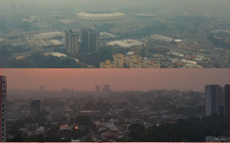 Qualidade do ar em Manaus deixa cidade encoberta por fumaça de queimadas (Fotos: Divulgação CM7)