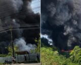 Incêndio atinge área de recicláveis e espalha fumaça no Puraquequara