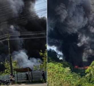Incêndio atinge área de recicláveis e espalha fumaça no Puraquequara