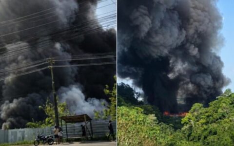 Incêndio atinge área de recicláveis e espalha fumaça no Puraquequara