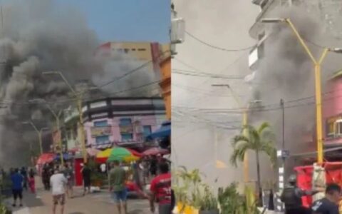 Incêndio atinge nove estabelecimentos e mobiliza bombeiros no Centro de Manaus